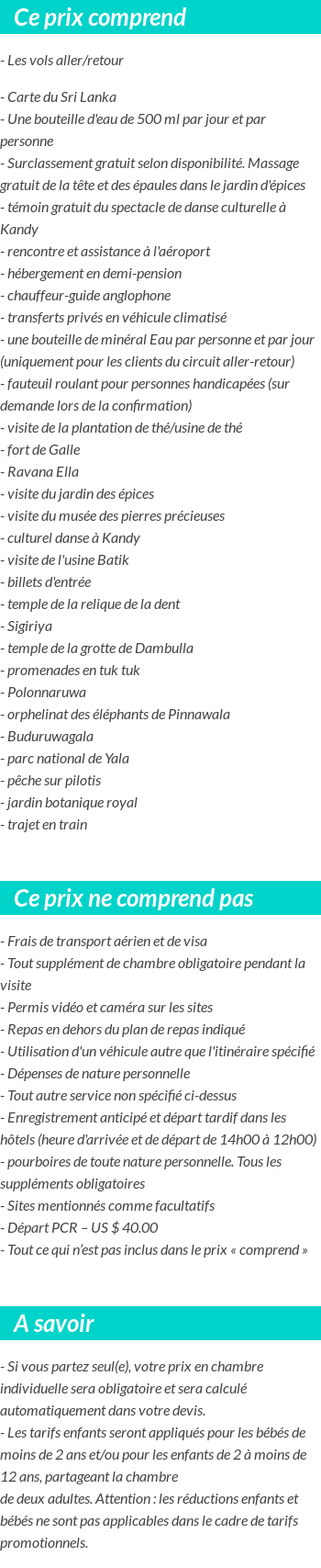 Conditions tarifaires