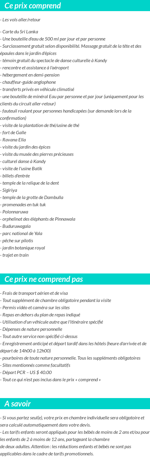 Conditions tarifaires