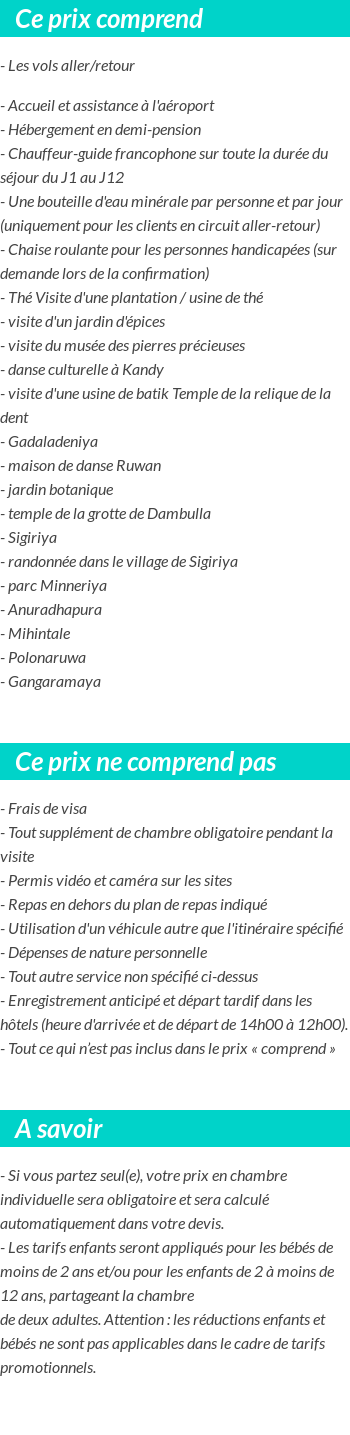 Conditions tarifaires