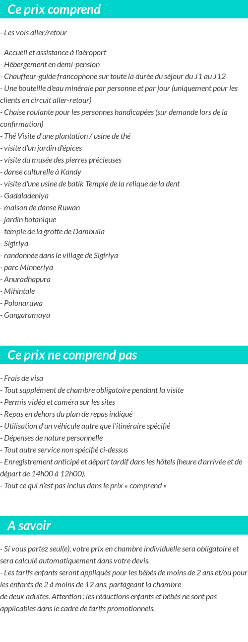 Conditions tarifaires