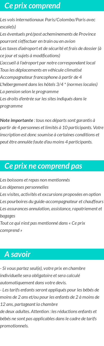 Conditions tarifaires