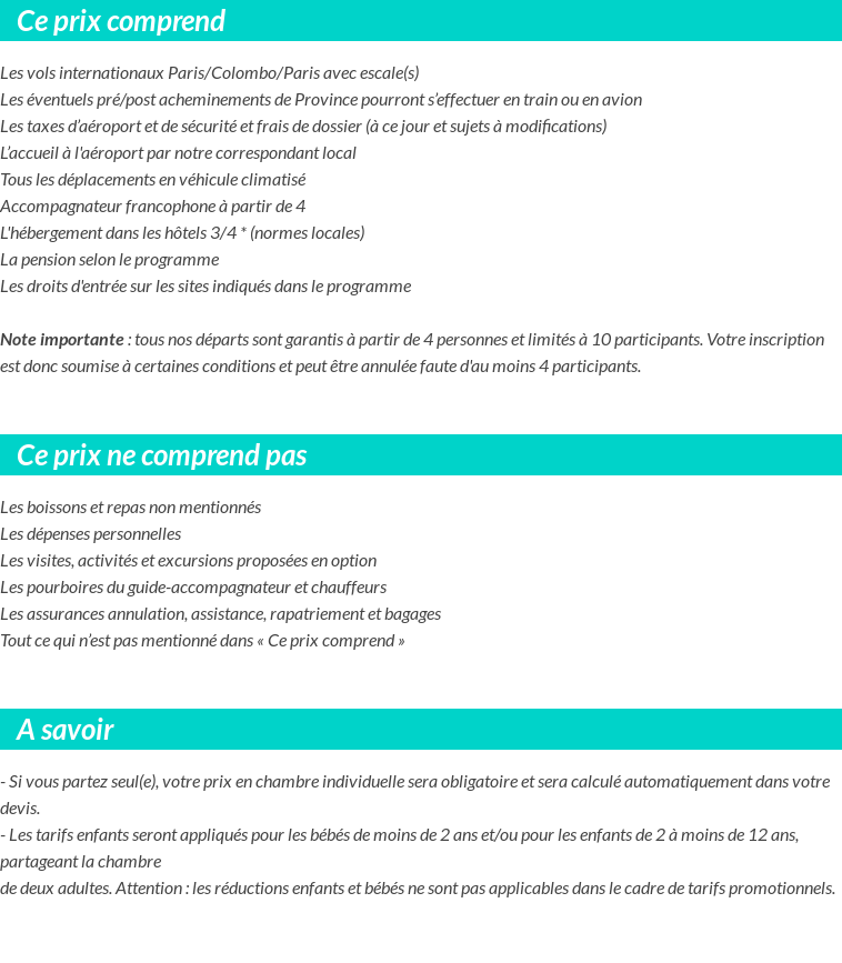 Conditions tarifaires