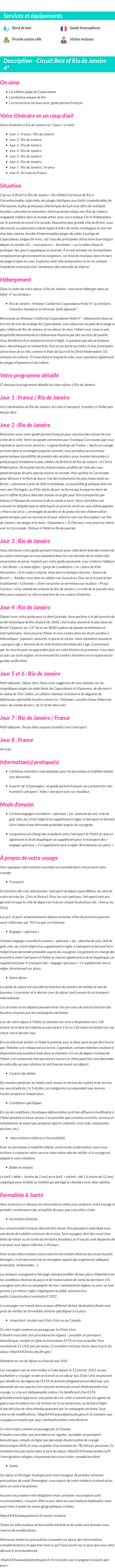 Détails du séjour