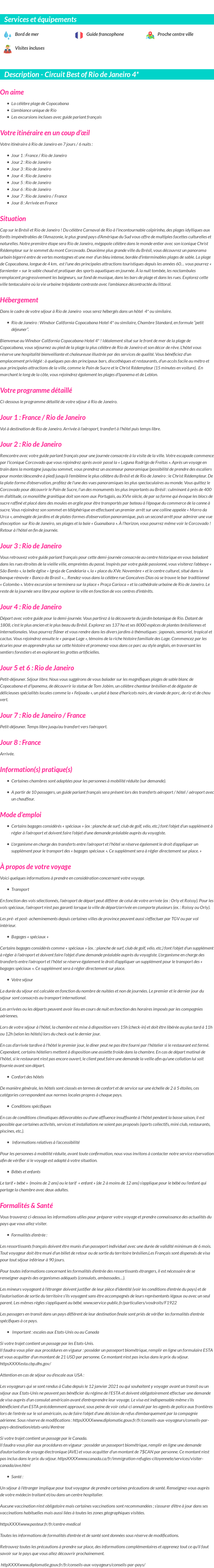 Détails du séjour