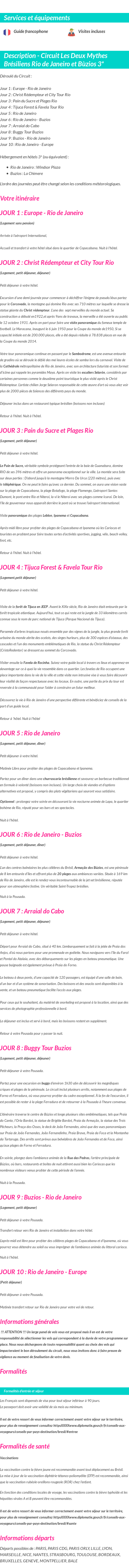 Détails du séjour