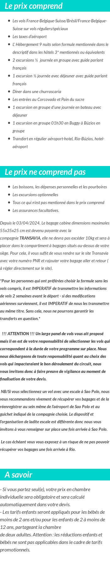 Conditions tarifaires