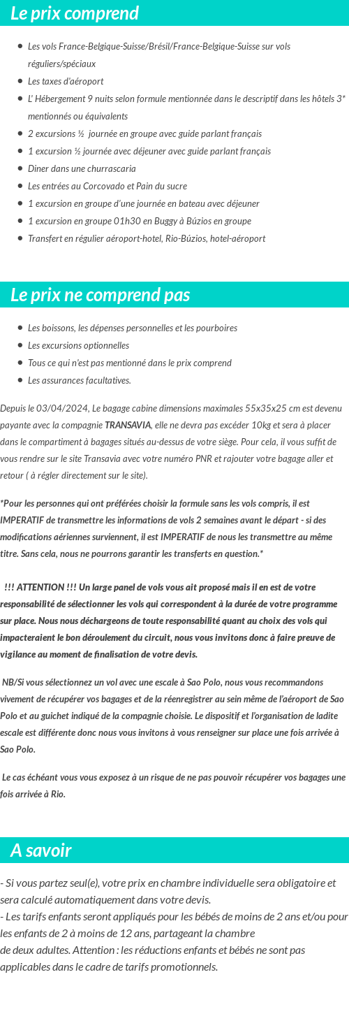 Conditions tarifaires