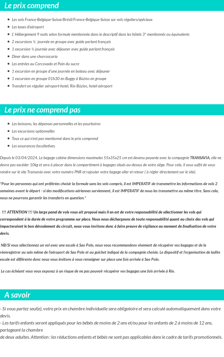 Conditions tarifaires