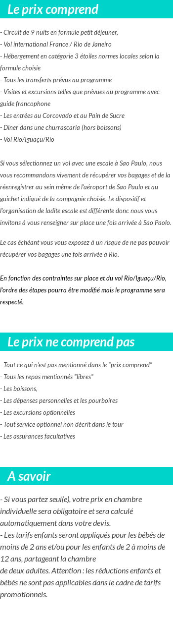 Conditions tarifaires