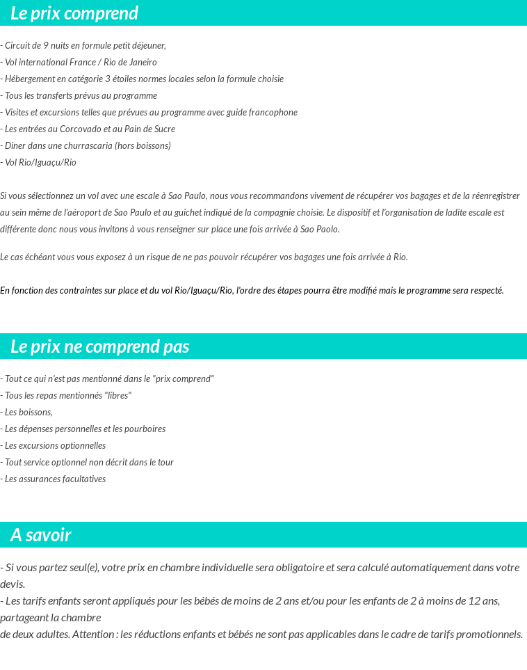 Conditions tarifaires