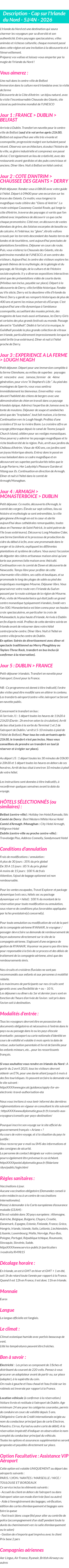 Détails du séjour