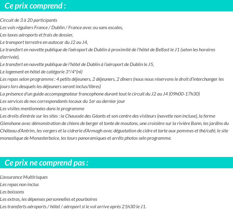 Conditions tarifaires