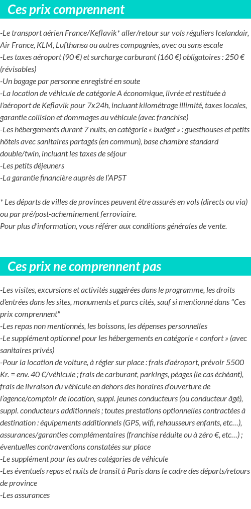 Conditions tarifaires