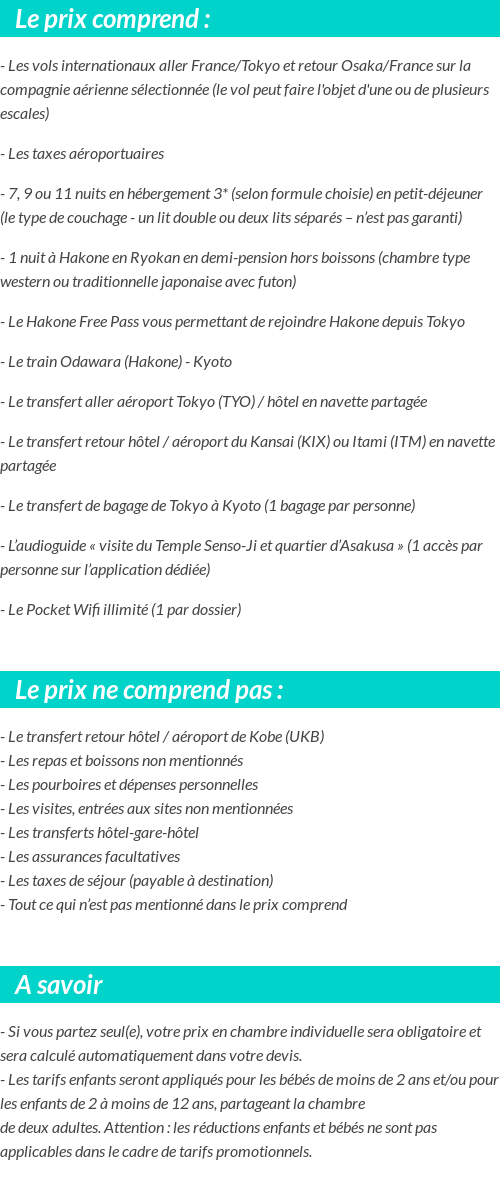 Conditions tarifaires