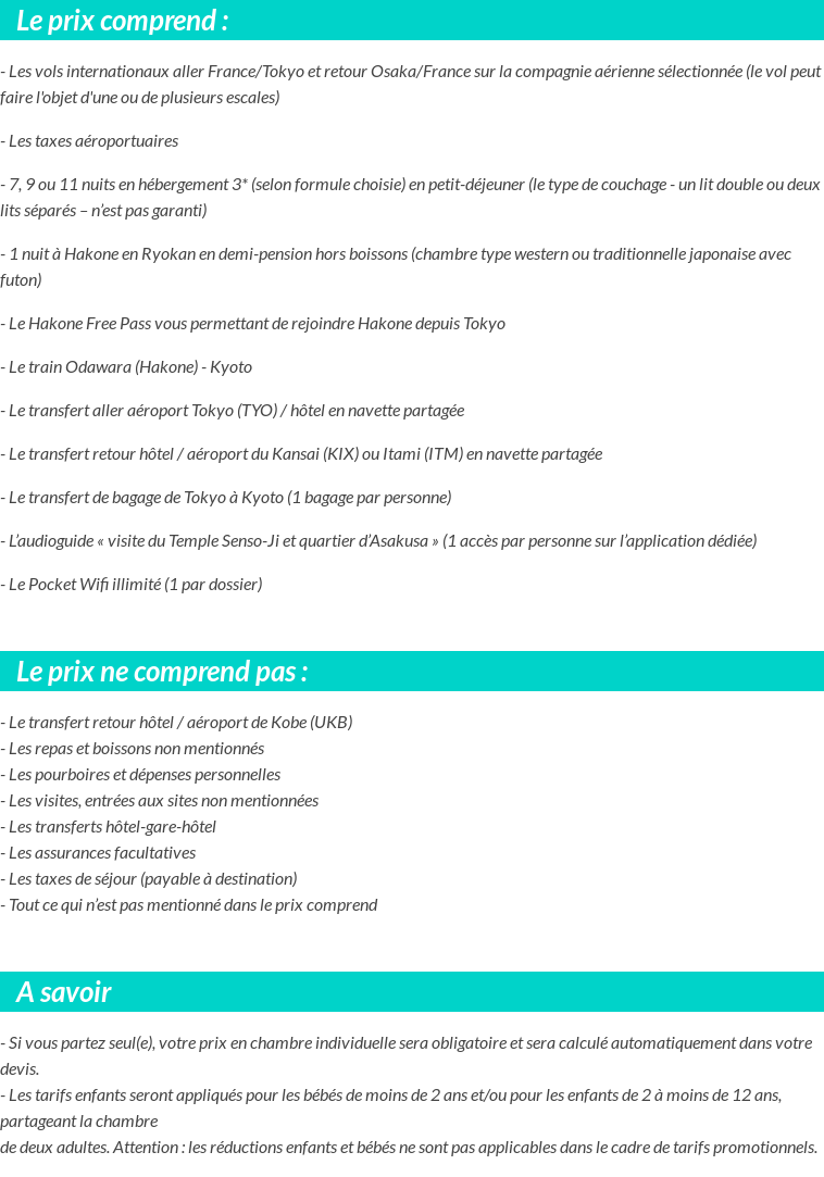 Conditions tarifaires