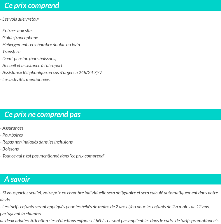 Conditions tarifaires