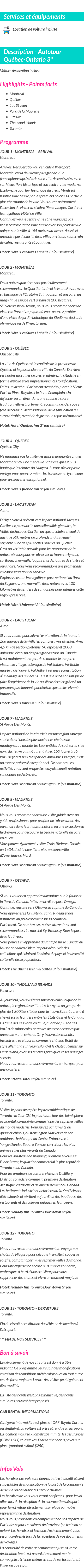 Détails du séjour
