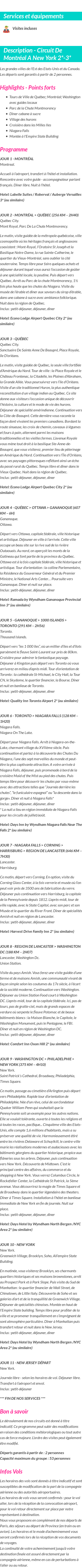 Détails du séjour