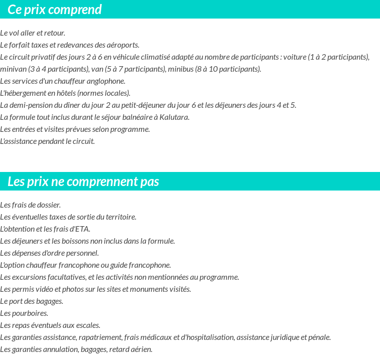 Conditions tarifaires