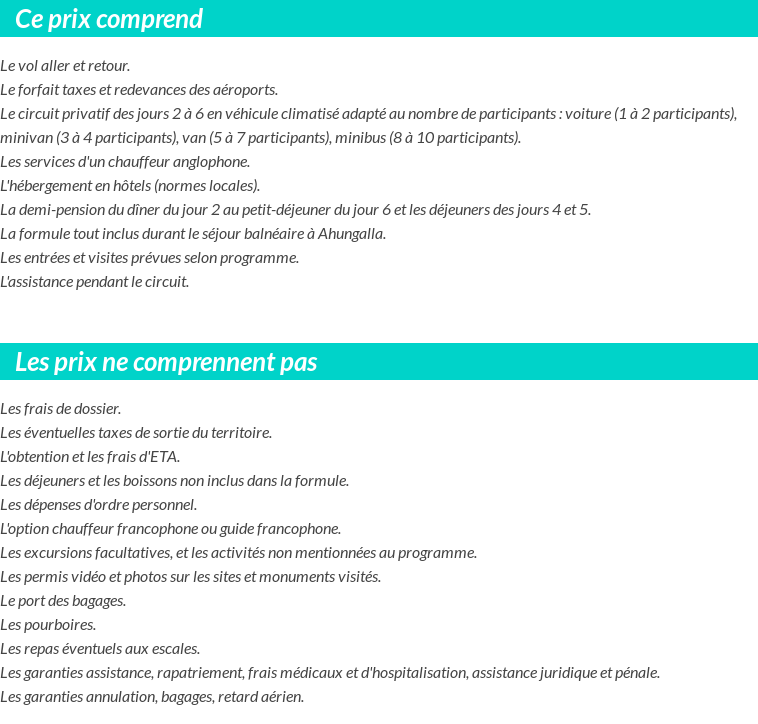 Conditions tarifaires