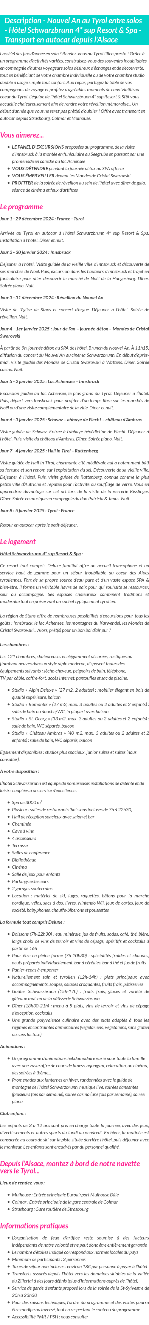 Détails du séjour