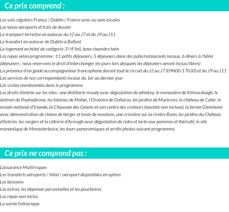 Conditions tarifaires