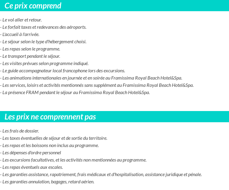 Conditions tarifaires