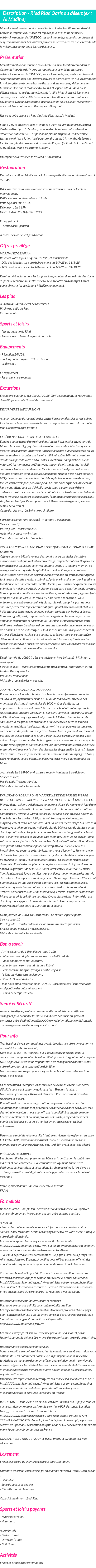 Détails du séjour