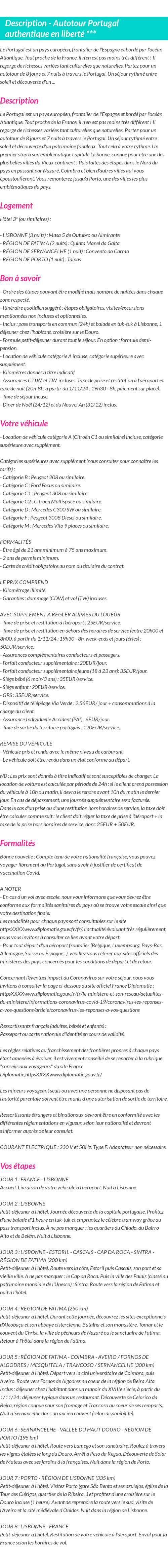 Détails du séjour