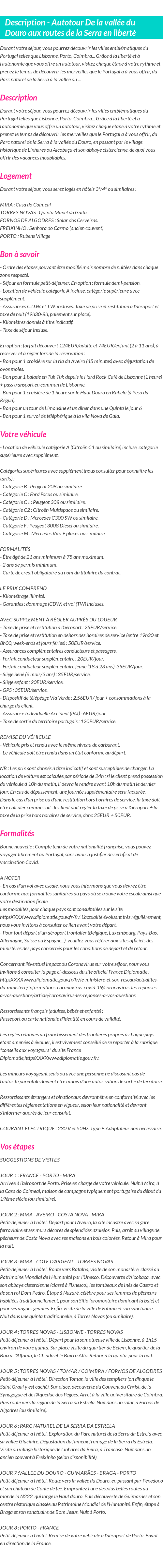 Détails du séjour