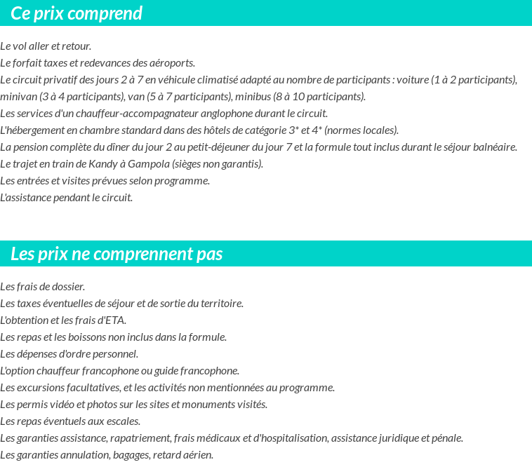 Conditions tarifaires