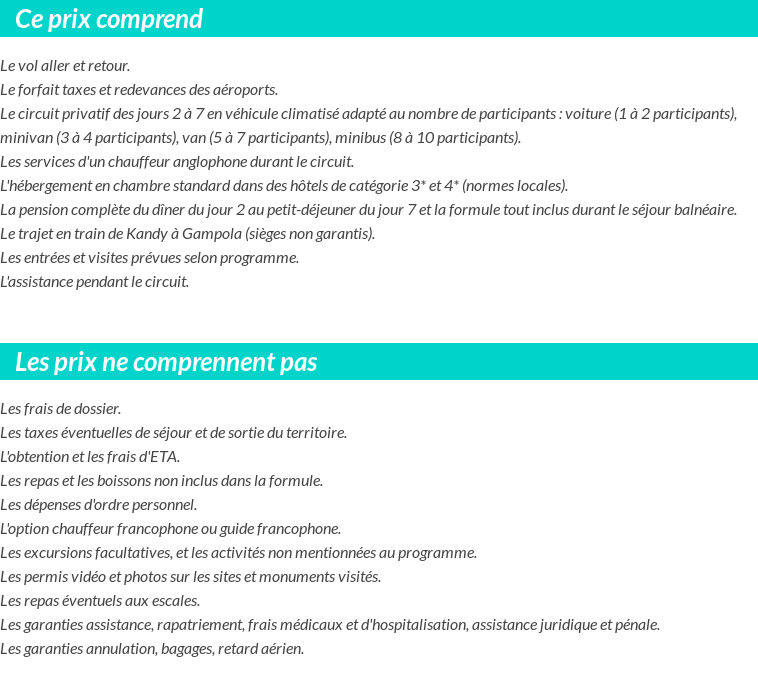 Conditions tarifaires