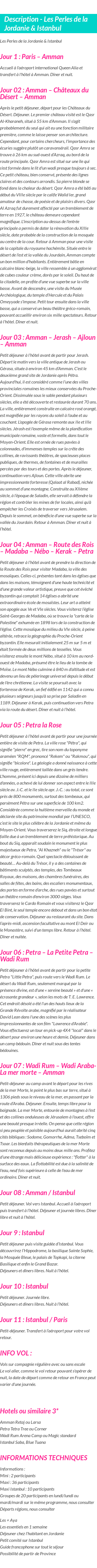 Détails du séjour