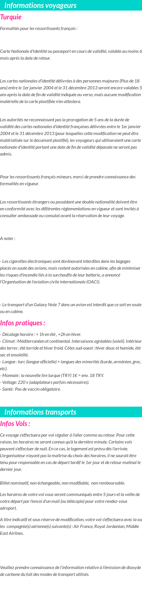 Formalités et infos voyageurs