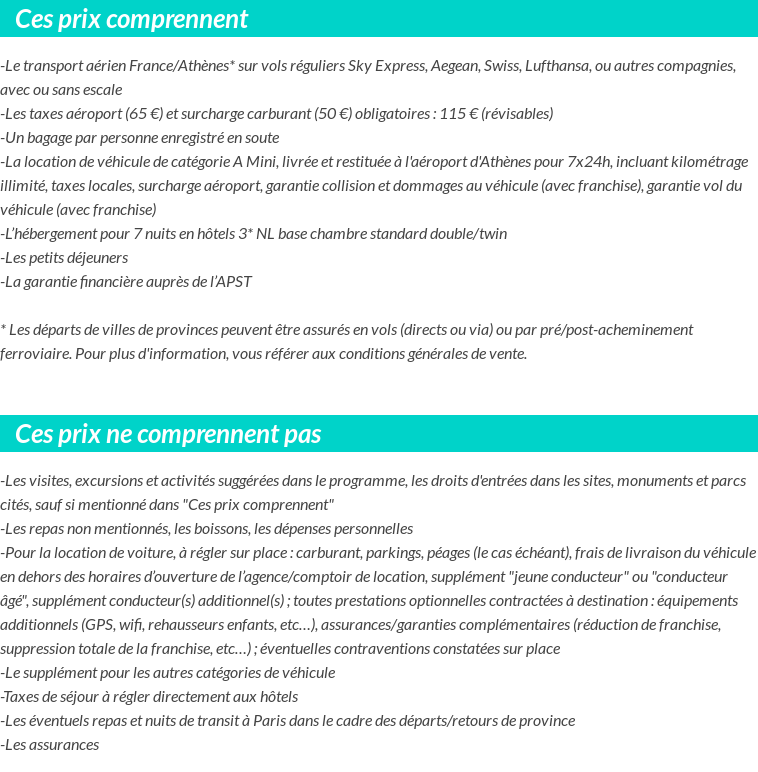 Conditions tarifaires