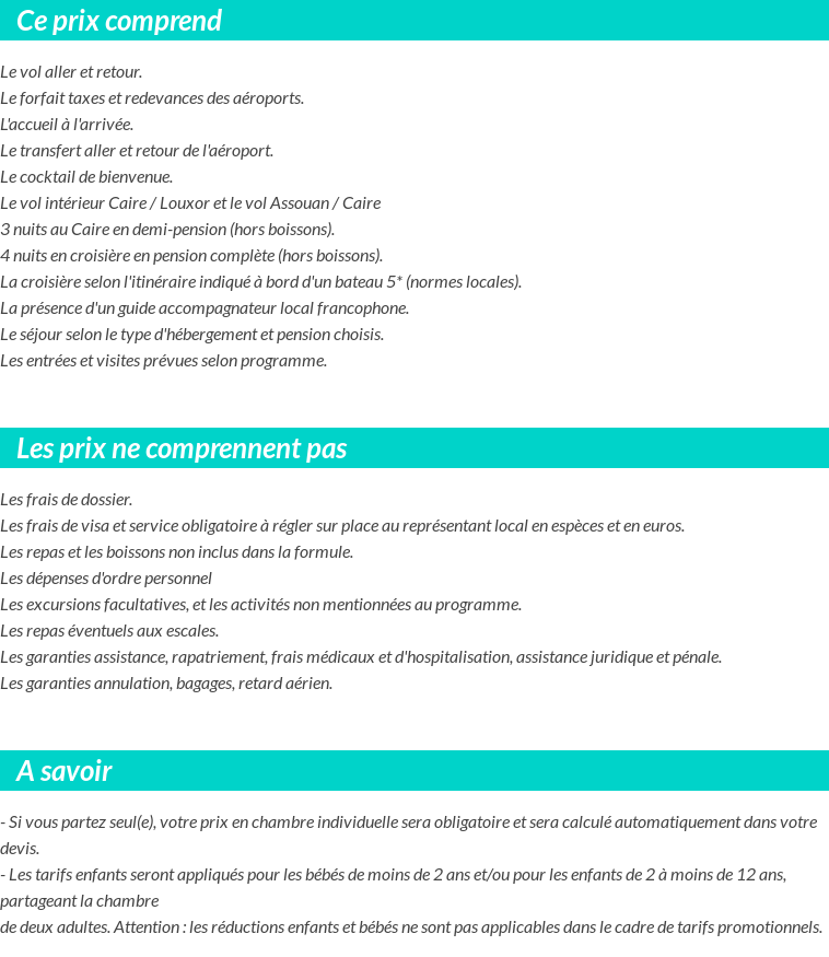Conditions tarifaires