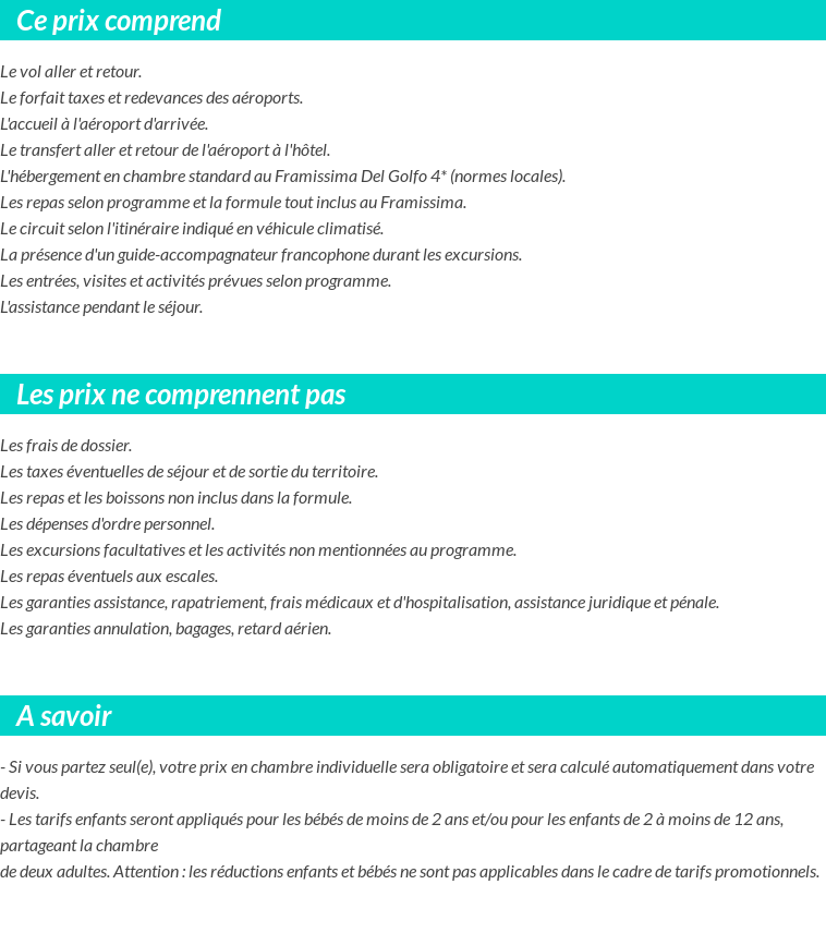 Conditions tarifaires