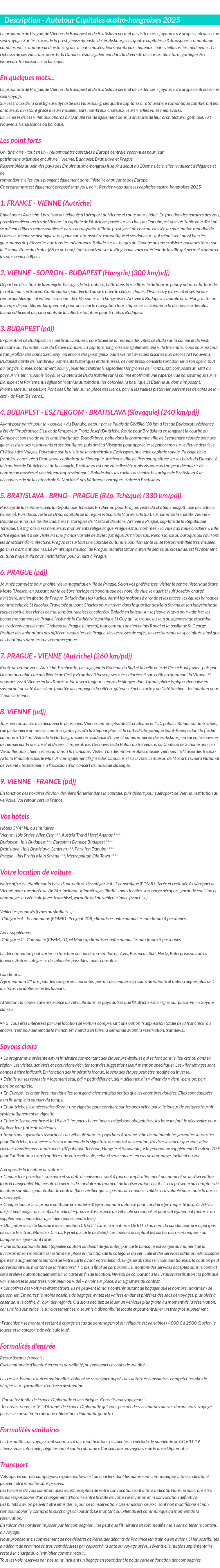 Détails du séjour