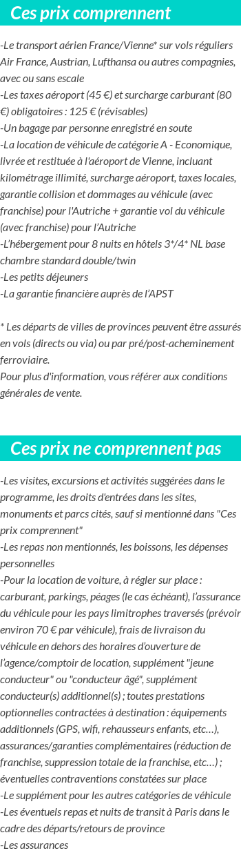 Conditions tarifaires