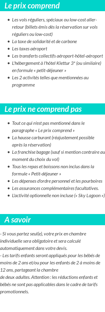 Conditions tarifaires