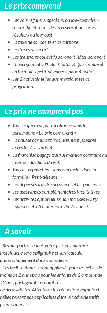 Conditions tarifaires