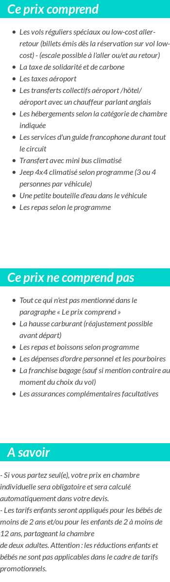 Conditions tarifaires