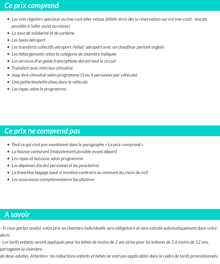 Conditions tarifaires