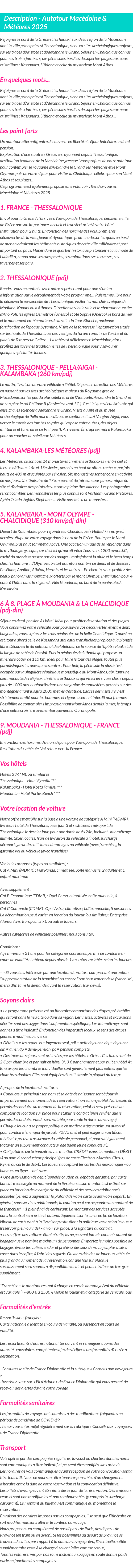 Détails du séjour