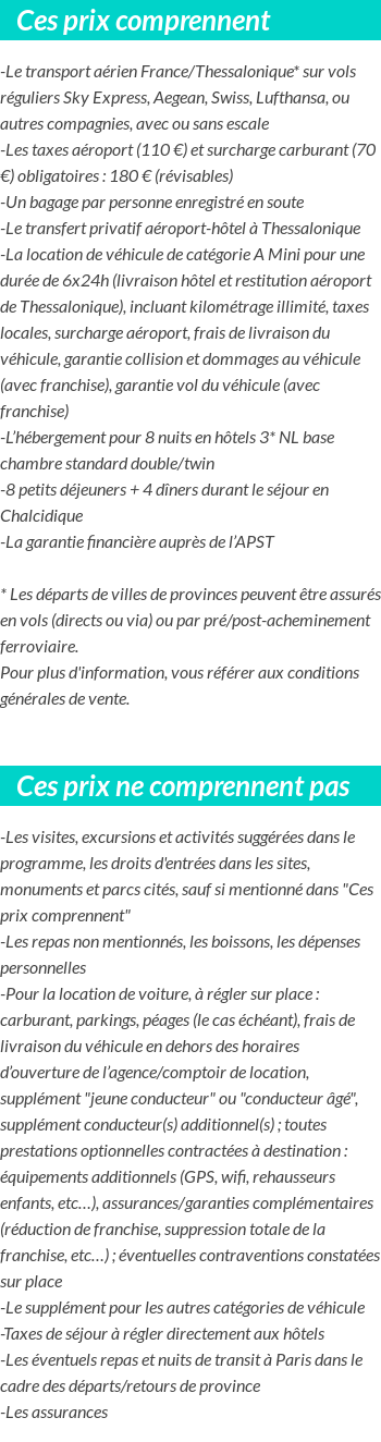 Conditions tarifaires