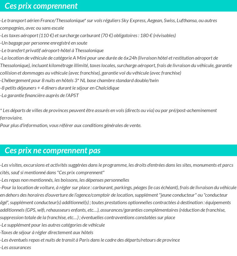 Conditions tarifaires