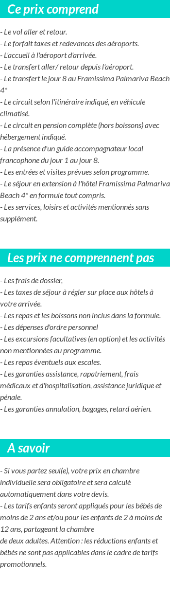 Conditions tarifaires