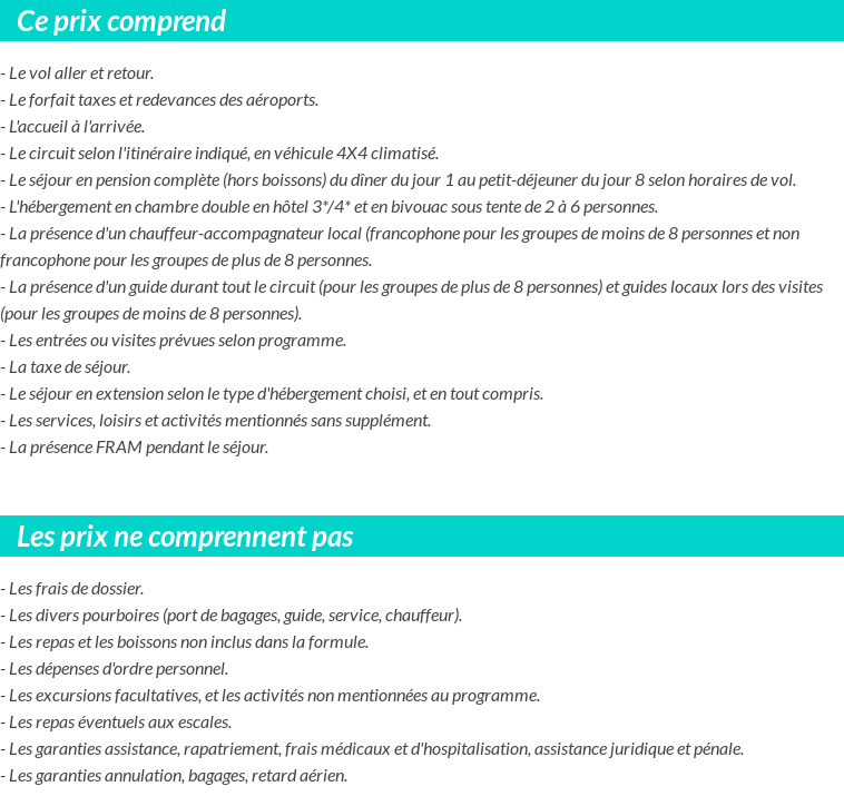 Conditions tarifaires