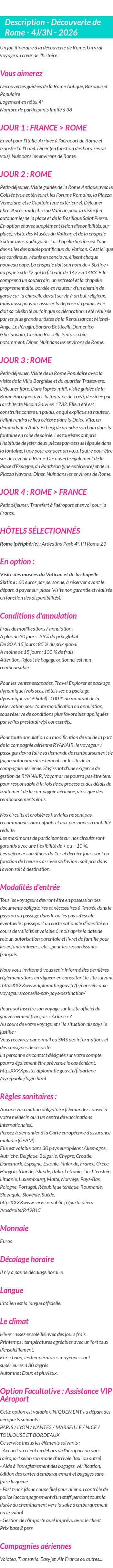 Détails du séjour