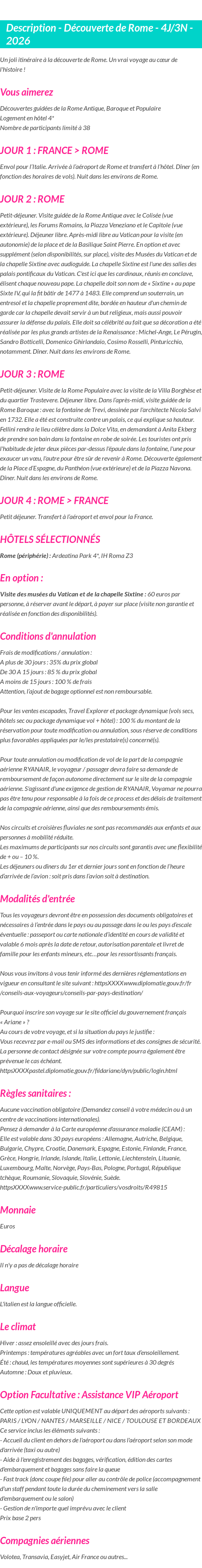 Détails du séjour
